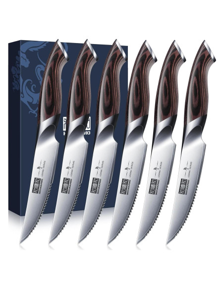 Juego de cuchillos para carne HOSHANHO 6 piezas acero al carbono