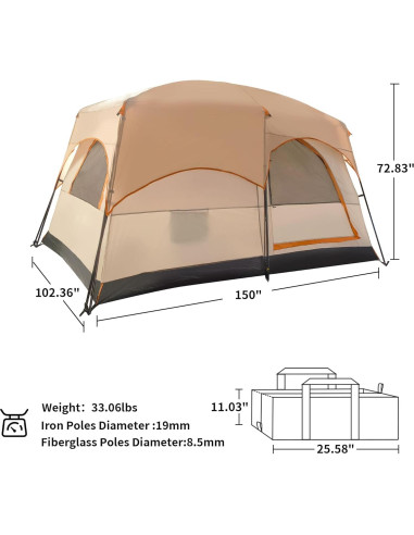 Tienda de Camping Mtenplay TS-MGYZ-BR 8 Personas Impermeable