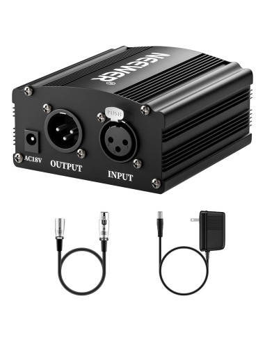 Fuente de Alimentación Phantom Neewer 48V con Cable XLR 2.44m