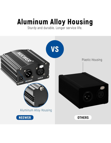 Fuente de Alimentación Phantom Neewer 48V con Cable XLR 2.44m