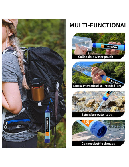 Filtro de Agua Portátil Lormandy S3, Purificación 0.1 Micrones