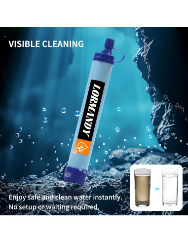 Filtro de Agua Portátil Lormandy S3, Purificación 0.1 Micrones
