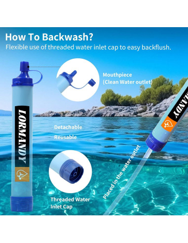 Filtro de Agua Portátil Lormandy S3, Purificación 0.1 Micrones