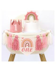 Guirnalda de Borlas de Perlas de Madera Rosa HODIHIWI