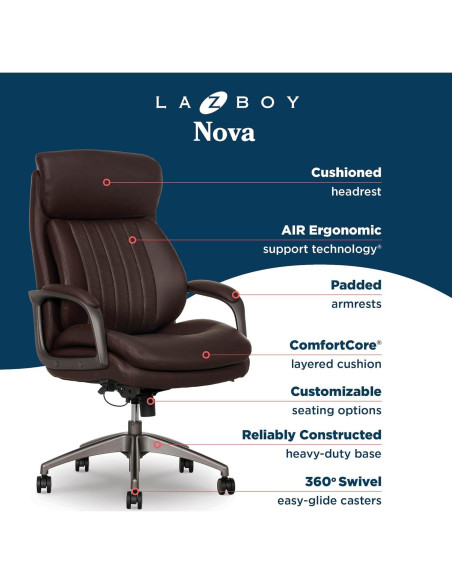 Silla de Oficina Ejecutiva La-Z-Boy Nova, Soporte Ergonómico AIR