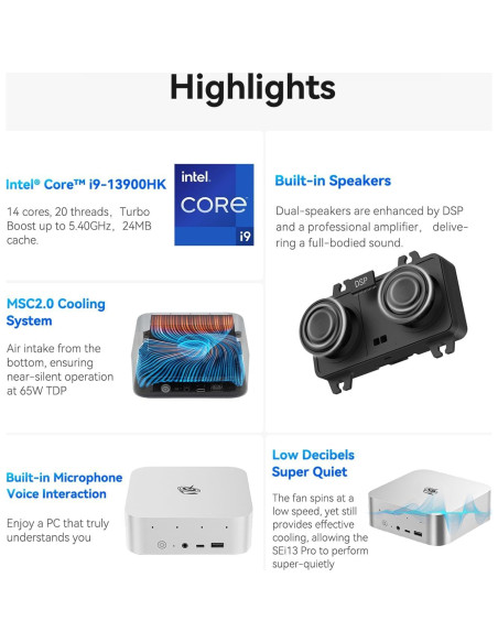 Beelink Mini PC SEi13 Pro Intel i9-13900HK 32GB RAM 1TB SSD
