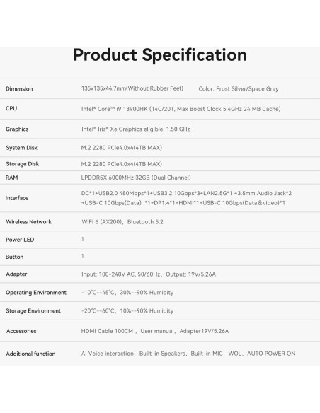 Beelink Mini PC SEi13 Pro Intel i9-13900HK 32GB RAM 1TB SSD