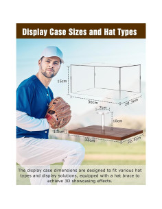 Caja de Exhibición para Gorras de Béisbol Acrílica 30x20x15 cm 2