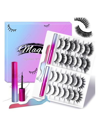 Kit de Pestañas Magnéticas Ywehoy 14 Pares con Delineador