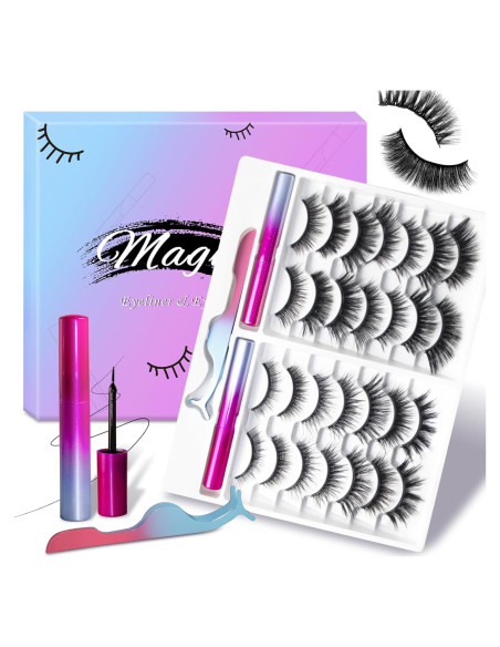 Kit de Pestañas Magnéticas Ywehoy 14 Pares con Delineador Kit de Pestañas Magnéticas Ywehoy 14 Pares con Delineador