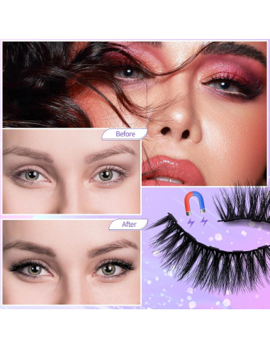 Kit de Pestañas Magnéticas Ywehoy 14 Pares con Delineador