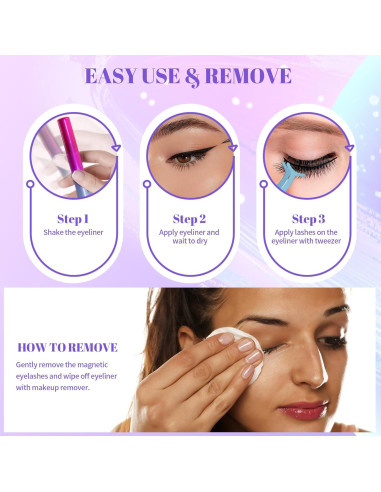 Kit de Pestañas Magnéticas Ywehoy 14 Pares con Delineador