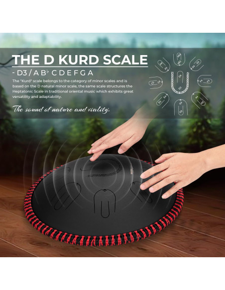 Tambor de Lengua Handpan MOOZICA D-Kurd 14" Negro