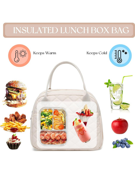 Bolsa de Almuerzo Aislada CAMTOP Beige 9.4L para Trabajo