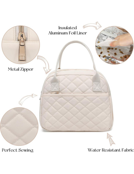 Bolsa de Almuerzo Aislada CAMTOP Beige 9.4L para Trabajo