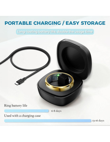 Anillo Inteligente Ring-001 Dorado Talla 8 Monitoreo Salud