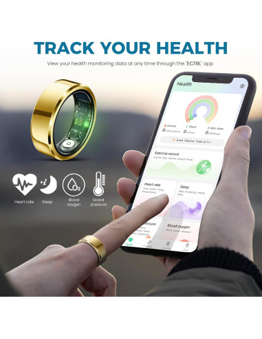Anillo Inteligente Ring-001 Dorado Talla 8 Monitoreo Salud