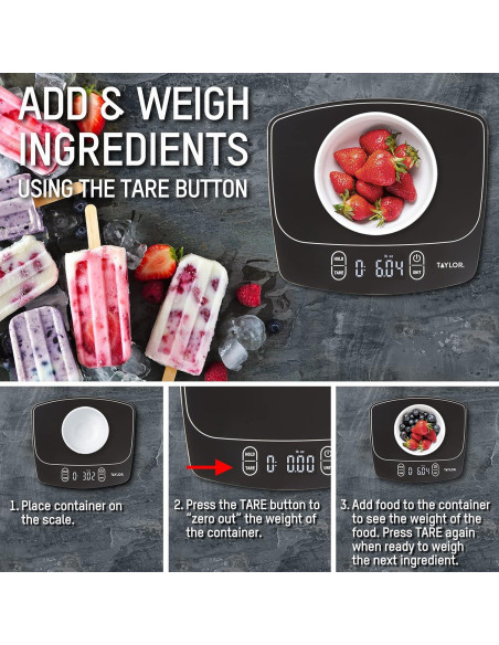 Báscula Digital de Cocina Impermeable Taylor 5 kg Negra