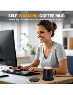 Taza Cerámica Inteligente USB 355ml Calentamiento 55C Negro 2