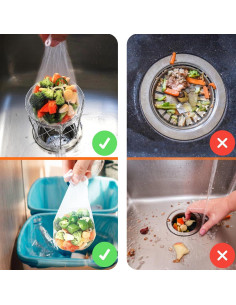 Canasta colador de fregadero RELIY con 200 bolsas desechables 2