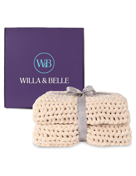 Manta de punto grueso Willa y Belle 127x152 cm crema Manta de punto grueso Willa y Belle 127x152 cm crema