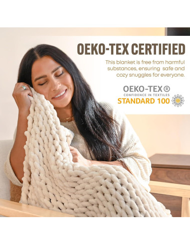 Manta de punto grueso Willa y Belle 127x152 cm crema