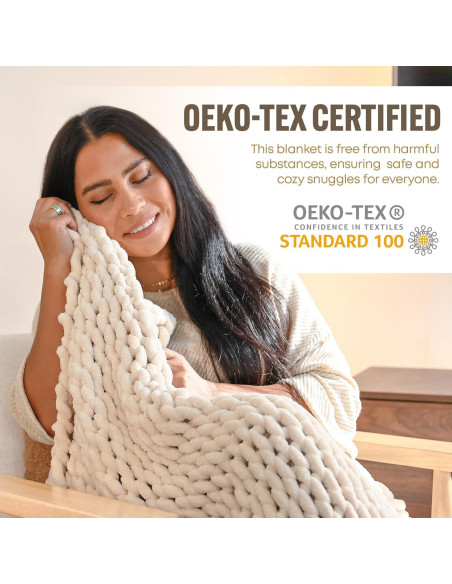 Manta de punto grueso Willa y Belle 127x152 cm crema Manta de punto grueso Willa y Belle 127x152 cm crema