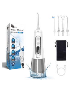 Irrigador Oral JNGOODS 300ml Recargable IPX7 9 Modos Blanco