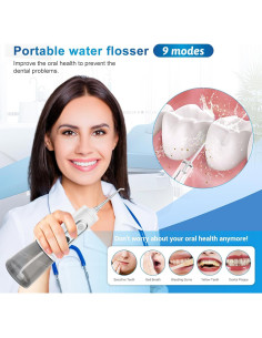 Irrigador Oral JNGOODS 300ml Recargable IPX7 9 Modos Blanco 2