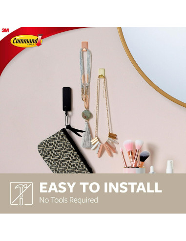 Ganchos Metálicos Pequeños Command Latón - 4 Ganchos, 5 Tiras