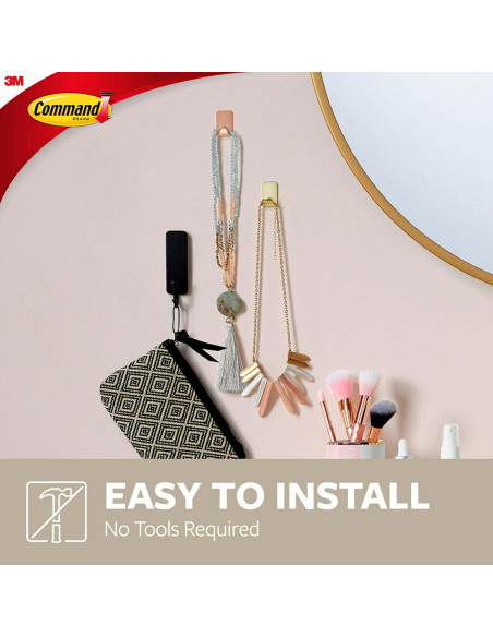 Ganchos Metálicos Pequeños Command Latón - 4 Ganchos, 5 Tiras