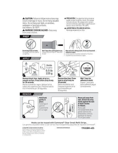Ganchos Metálicos Pequeños Command Latón - 4 Ganchos, 5 Tiras