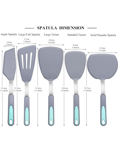 Juego de 5 Espátulas de Silicona To Encounter - Antiadherentes y Resistentes al Calor