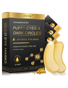 Parches para ojos AVJONE de oro 24K - 30 pares colágeno