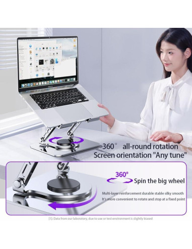 Soporte Ajustable para Laptop 21" Carbono Refinado Plata