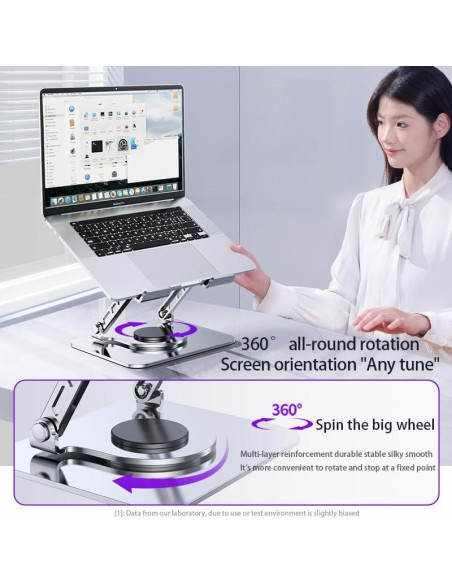 Soporte Ajustable para Laptop 21" Carbono Refinado Plata