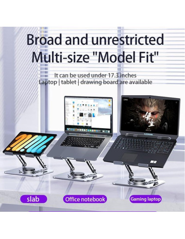 Soporte Ajustable para Laptop 21" Carbono Refinado Plata