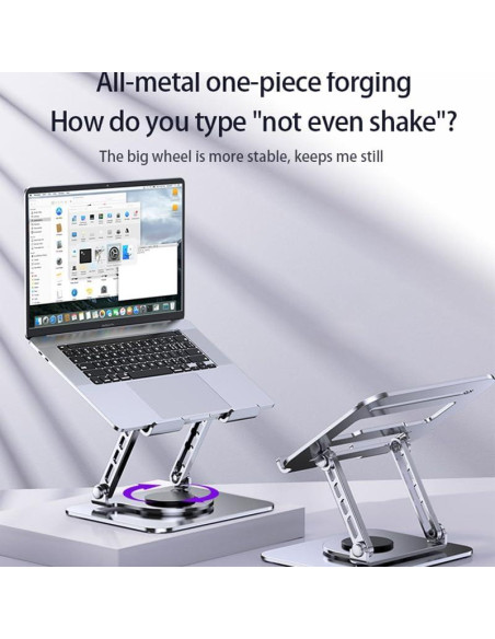 Soporte Ajustable para Laptop 21" Carbono Refinado Plata