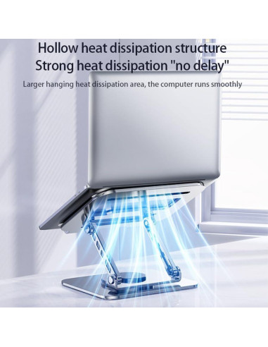 Soporte Ajustable para Laptop 21" Carbono Refinado Plata