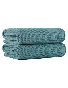 Toallas de Baño Microfibra Waffle Verde 2 Piezas 76x152 cm