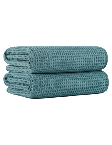 Toallas de Baño Microfibra Waffle Verde 2 Piezas 76x152 cm