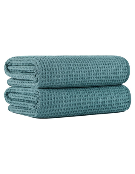 Toallas de Baño Microfibra Waffle Verde 2 Piezas 76x152 cm