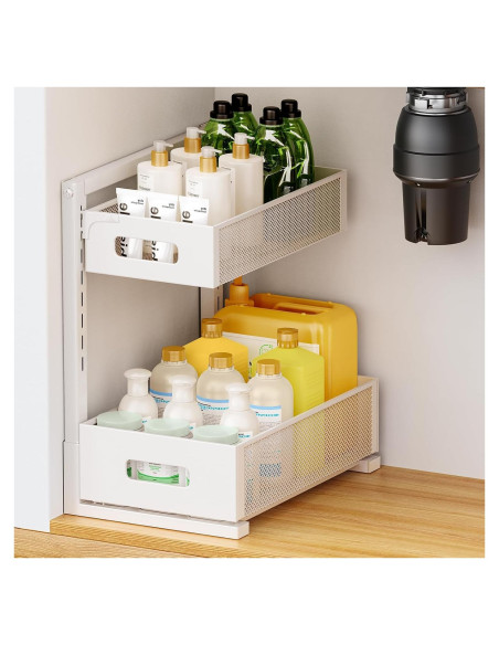 Organizador Bajo Fregadero HAIREALM 2 Niveles Ajustable Blanco