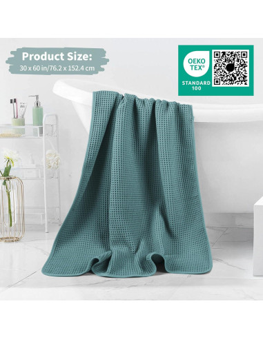 Toallas de Baño Microfibra Waffle Verde 2 Piezas 76x152 cm
