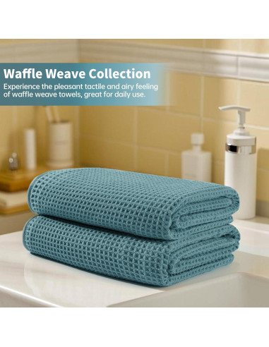 Toallas de Baño Microfibra Waffle Verde 2 Piezas 76x152 cm