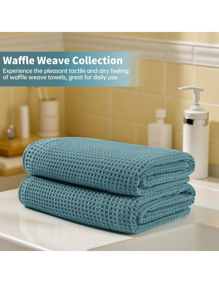 Toallas de Baño Microfibra Waffle Verde 2 Piezas 76x152 cm