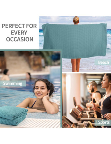 Toallas de Baño Microfibra Waffle Verde 2 Piezas 76x152 cm