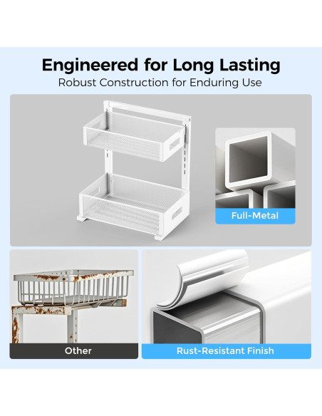 Organizador Bajo Fregadero HAIREALM 2 Niveles Ajustable Blanco