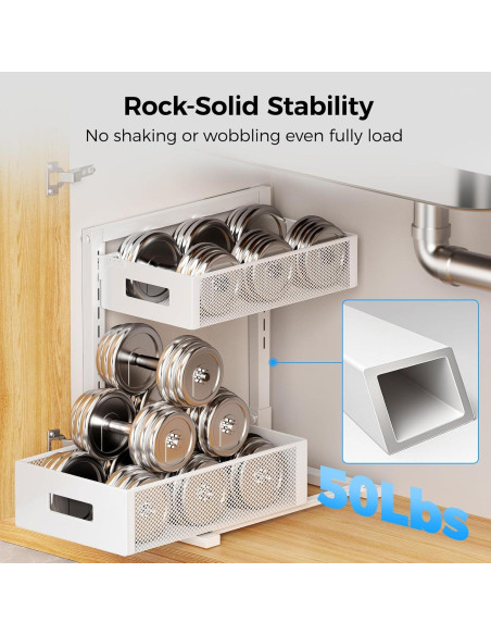 Organizador Bajo Fregadero HAIREALM 2 Niveles Ajustable Blanco