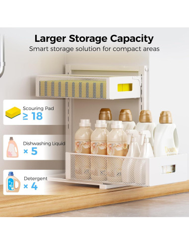 Organizador Bajo Fregadero HAIREALM 2 Niveles Ajustable Blanco